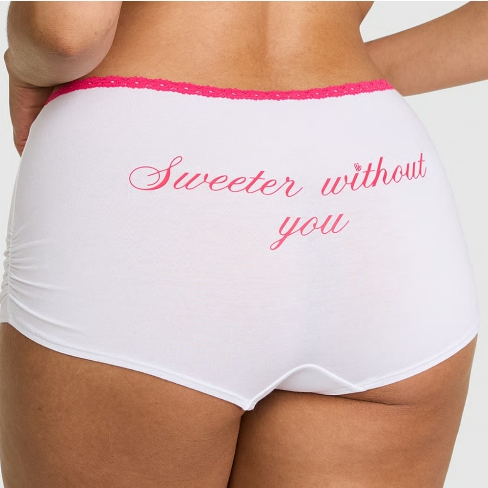 Victoria's Secret PINK Cotton Dorm Boyshort Hot Pink Sweeter W/out You Panty